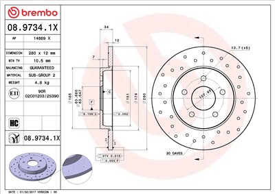 BREMBO 08.9734.1X EAN: 8020584220627.