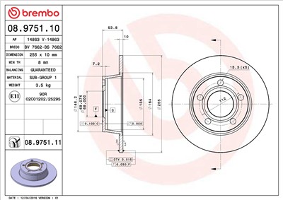 BREMBO 08.9751.11 EAN: 8020584024102.