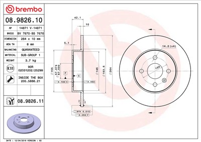 BREMBO 08.9826.10 EAN: 8020584982617.