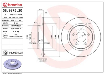 BREMBO 08.9975.21 EAN: 8020584034521.