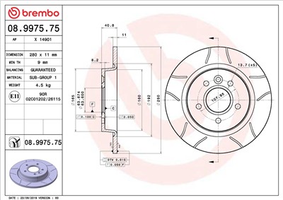 BREMBO 08.9975.75 EAN: 8020584237946.