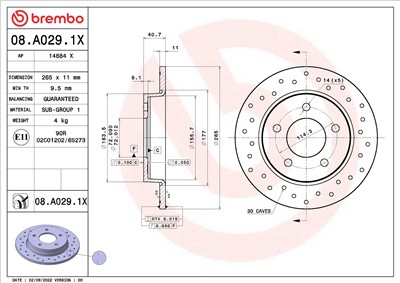 BREMBO 08.A029.1X EAN: 8020584321539.