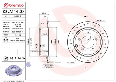 BREMBO 08.A114.3X EAN: 8020584343135.