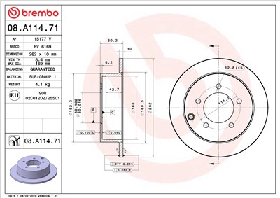 BREMBO 08.A114.71 EAN: 8020584234143.
