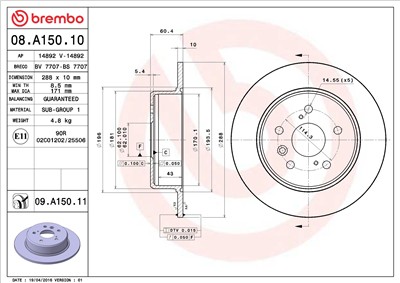 BREMBO 08.A150.11 EAN: 8020584033920.