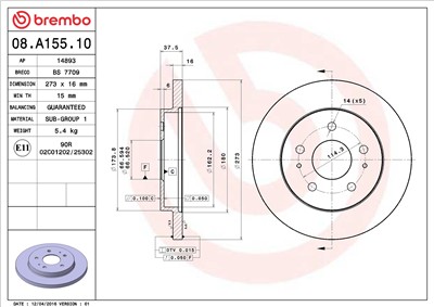 BREMBO 08.A155.10 EAN: 8020584016664.