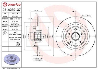 BREMBO 08.A239.37 EAN: 8020584234488.