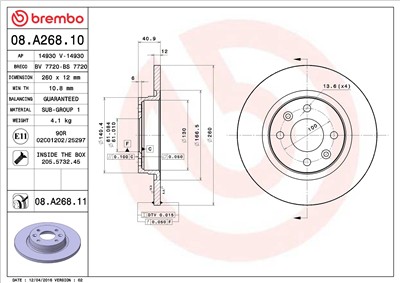 BREMBO 08.A268.11 EAN: 8020584211250.