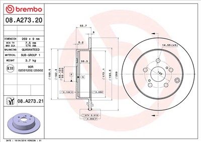BREMBO 08.A273.21 EAN: 8020584032442.