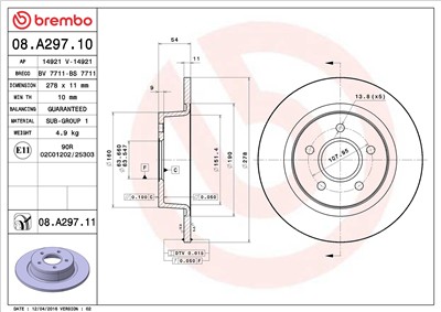 BREMBO 08.A297.11 EAN: 8020584214251.
