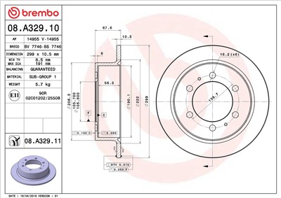 BREMBO 08.A329.11 EAN: 8020584038338.