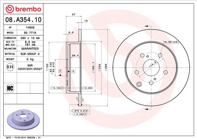 BREMBO 08.A354.10 EAN: 8020584016459.