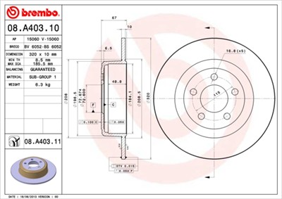 BREMBO 08.A403.11 EAN: 8020584215920.