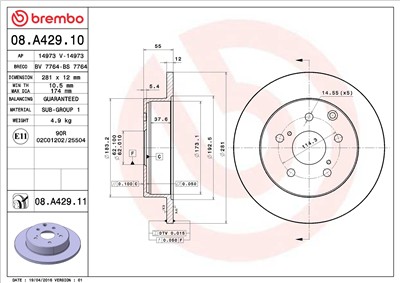 BREMBO 08.A429.10 EAN: 8020584020623.