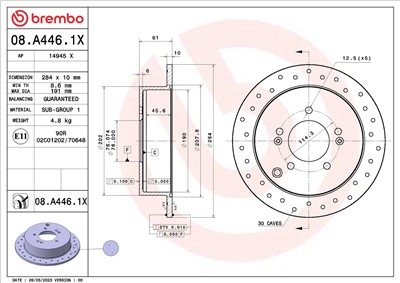 BREMBO 08.A446.1X EAN: 8020584325162.