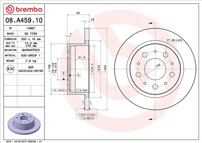 BREMBO 08.A459.10 EAN: 8020584019467.
