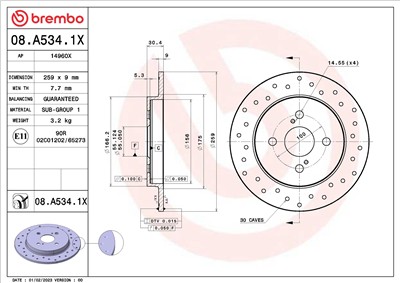 BREMBO 08.A534.1X EAN: 8020584322727.