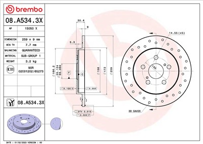 BREMBO 08.A534.3X EAN: 8020584322741.