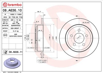 BREMBO 08.A636.11 EAN: 8020584031629.