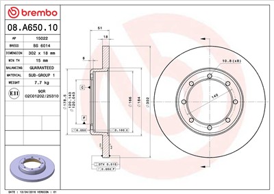 BREMBO 08.A650.10 EAN: 8020584035948.