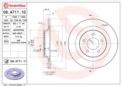 BREMBO 08.A711.11 EAN: 8020584032848.