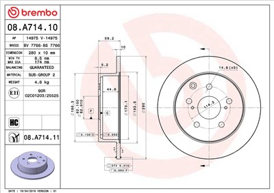 BREMBO 08.A714.11 EAN: 8020584034026.