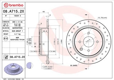 BREMBO 08.A715.2X EAN: 8020584328903.