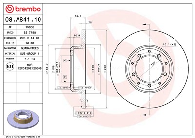 BREMBO 08.A841.10 EAN: 8020584028834.
