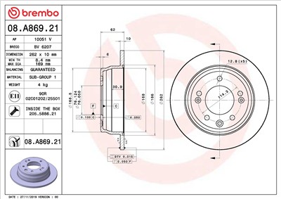 BREMBO 08.A869.21 EAN: 8020584311721.