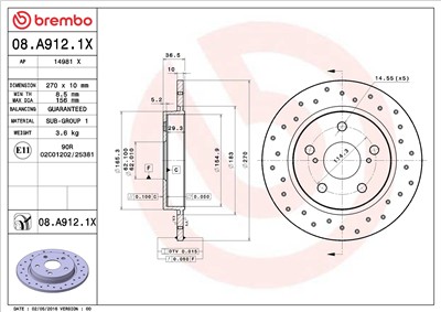 BREMBO 08.A912.1X EAN: 8020584218488.