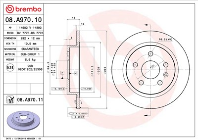 BREMBO 08.A970.11 EAN: 8020584031612.