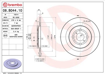 BREMBO 08.B044.10 EAN: 8020584033005.