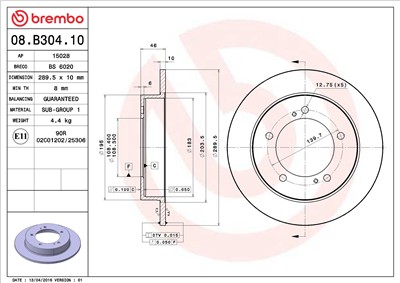 BREMBO 08.B304.10 EAN: 8020584036143.