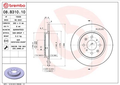 BREMBO 08.B310.10 EAN: 8020584036259.