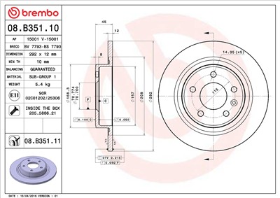 BREMBO 08.B351.11 EAN: 8020584028445.