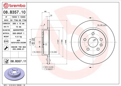 BREMBO 08.B357.10 EAN: 8020584028421.