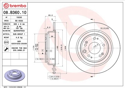 BREMBO 08.B360.10 EAN: 8020584039915.