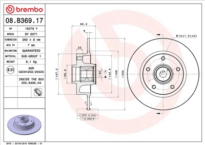 BREMBO 08.B369.17 EAN: 8020584039489.