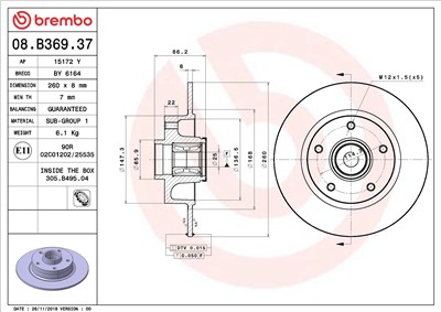 BREMBO 08.B369.37 EAN: 8020584237908.