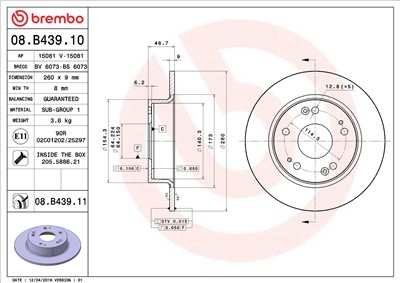 BREMBO 08.B439.11 EAN: 8020584034576.
