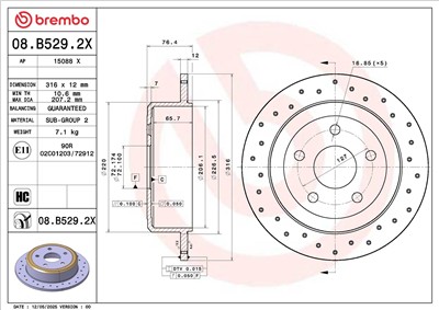 BREMBO 08.B529.2X EAN: 8020584343487.