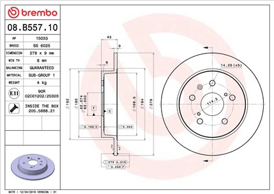 BREMBO 08.B557.10 EAN: 8020584039922.