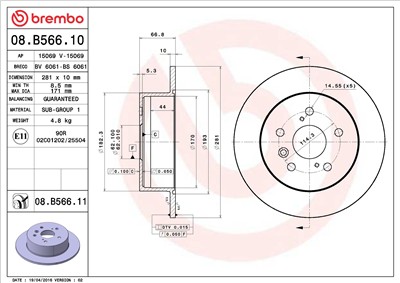 BREMBO 08.B566.11 EAN: 8020584032381.