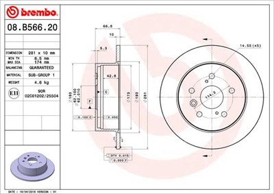 BREMBO 08.B566.21 EAN: 8020584224830.