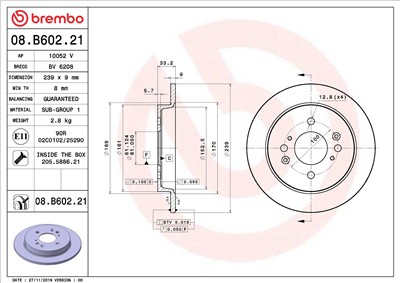 BREMBO 08.B602.21 EAN: 8020584312414.