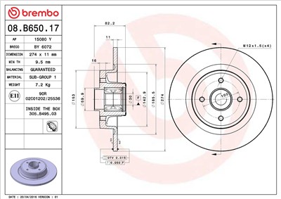 BREMBO 08.B650.17 EAN: 8020584310434.