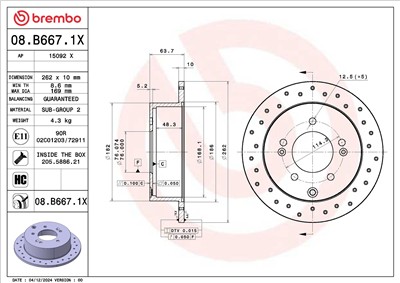 BREMBO 08.B667.1X EAN: 8020584343104.