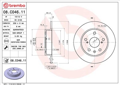 BREMBO 08.C046.11 EAN: 8020584227954.