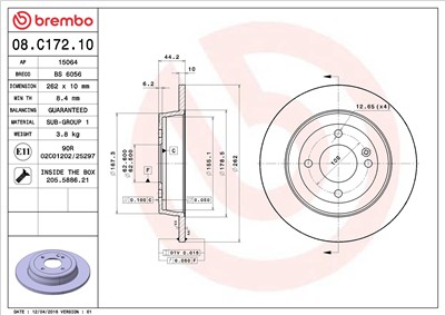 BREMBO 08.C172.10 EAN: 8020584211038.