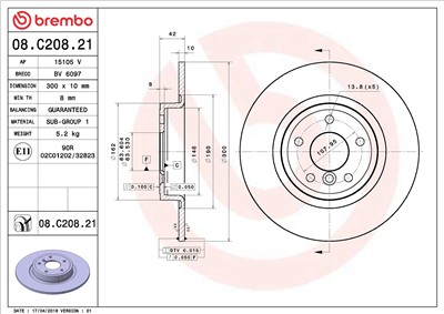 BREMBO 08.C208.21 EAN: 8020584222584.